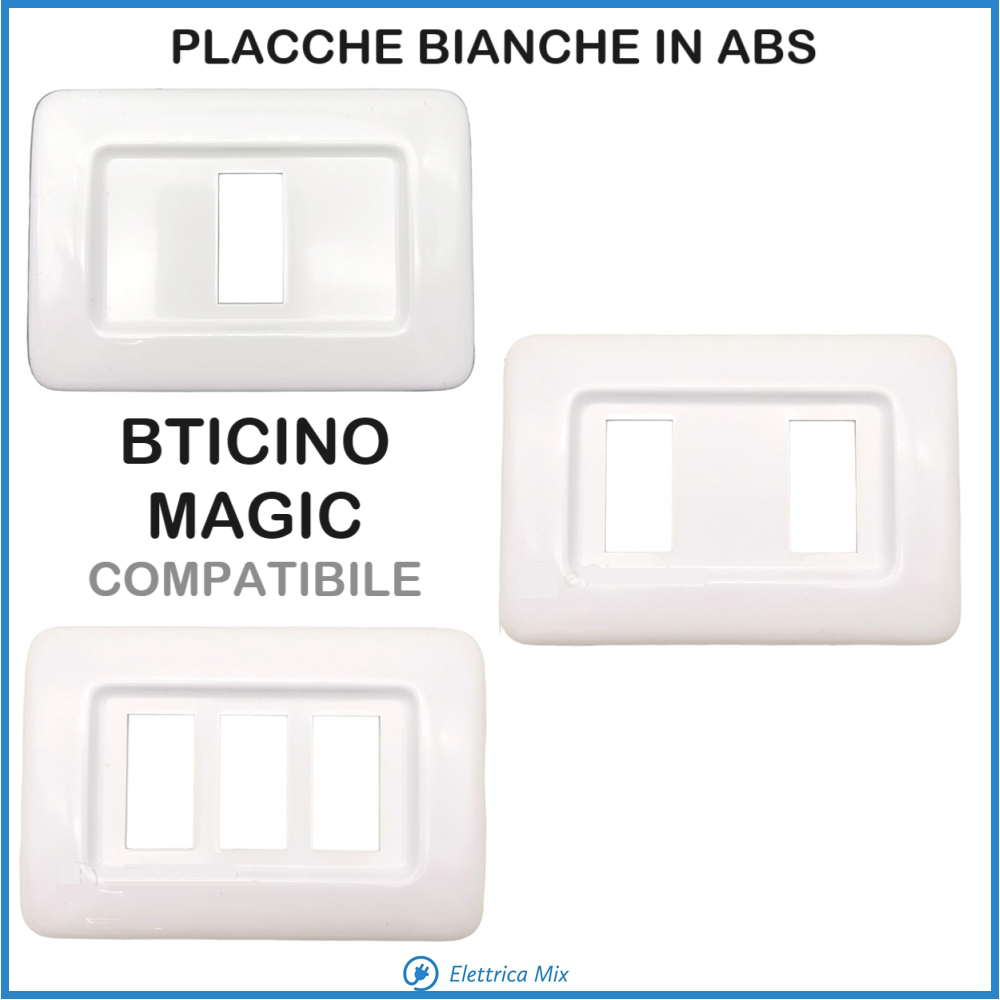 Placche placca bticino magic compatibili bianca in plastica 1 2 3 fori posti